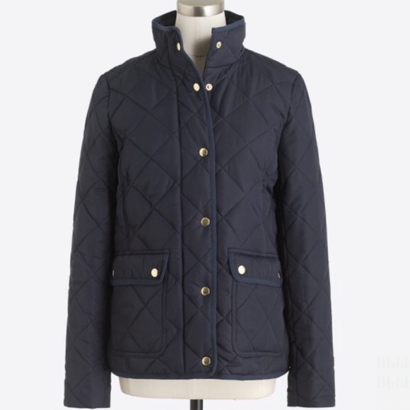 Navy Blue J Crew Quilted Jacket - Picture 1 of 7